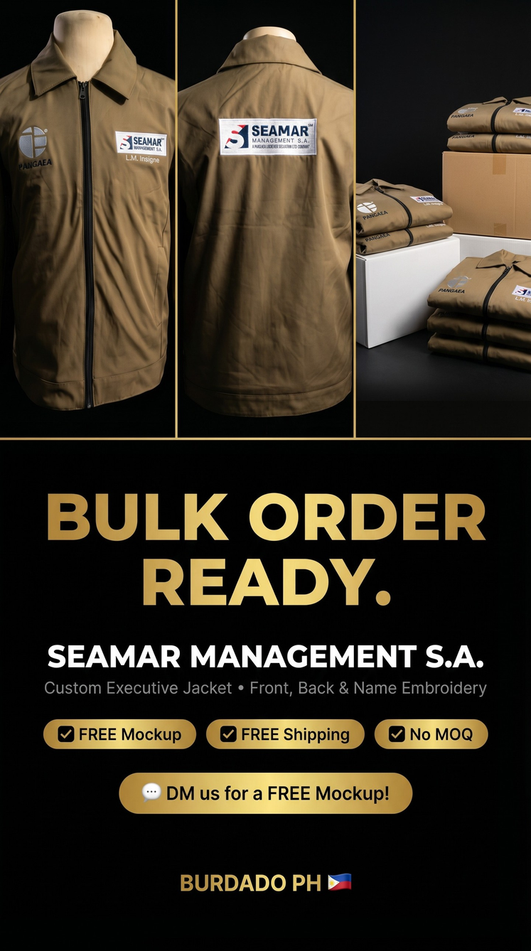 Seamar Management S.A. jackets with front, back, and name embroidery